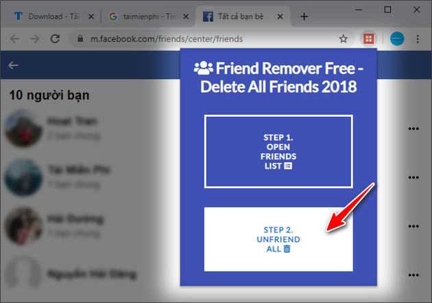 Xóa danh sách bạn bè trên Facebook bằng Friend Remover Free